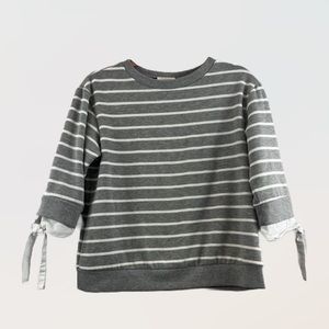 Anthropologie Deletta Sz S Gray and White Striped Sweatshirt